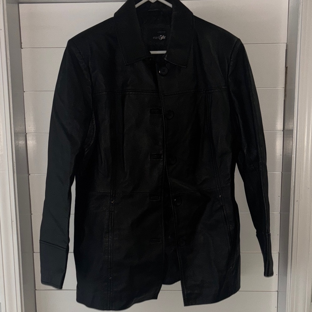 East 5th Black Button-Up Genuine leather jacket
